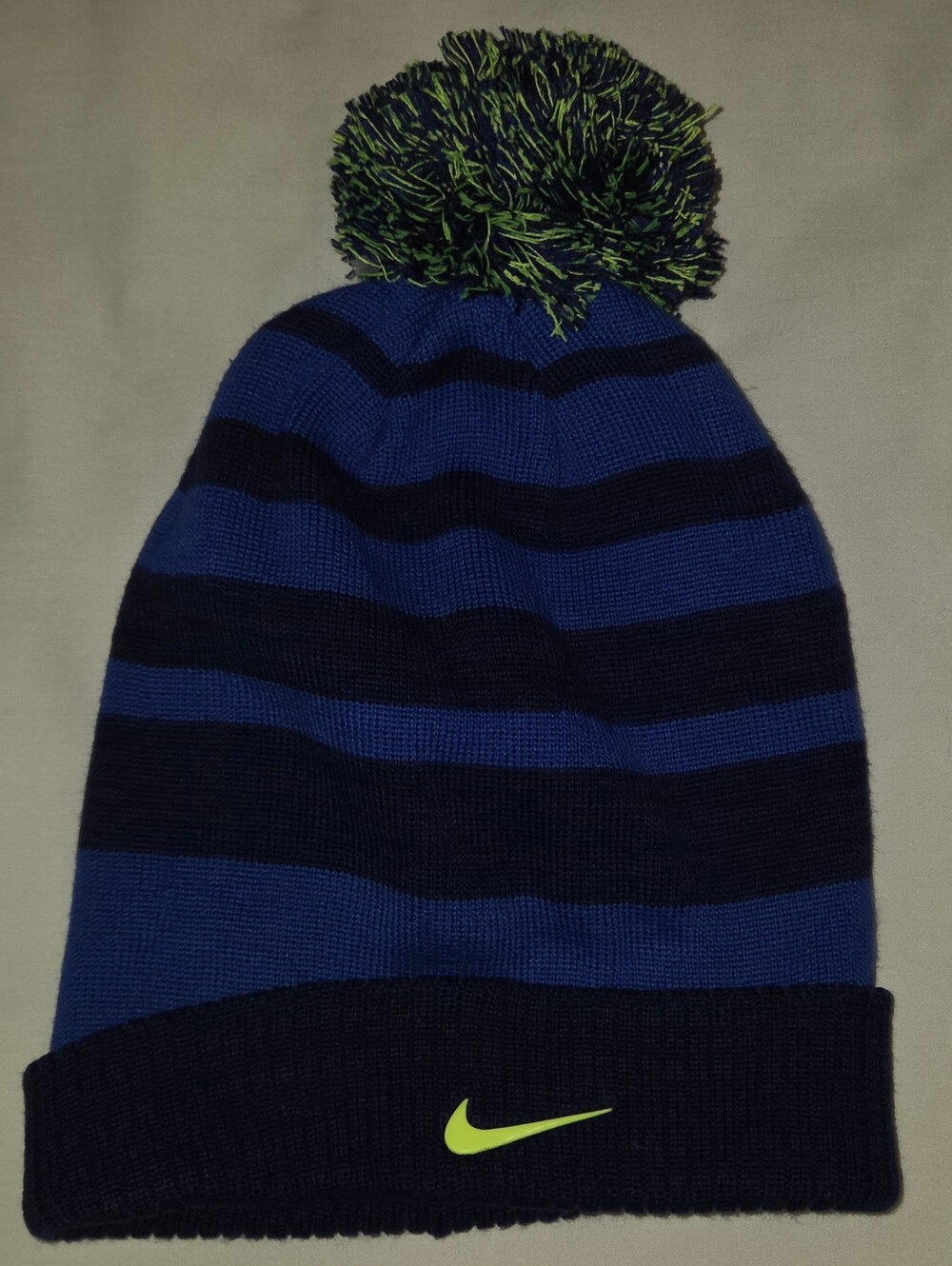 Nike - Knit Beanie Pom - Youth: One Size - Blue / Black / Green